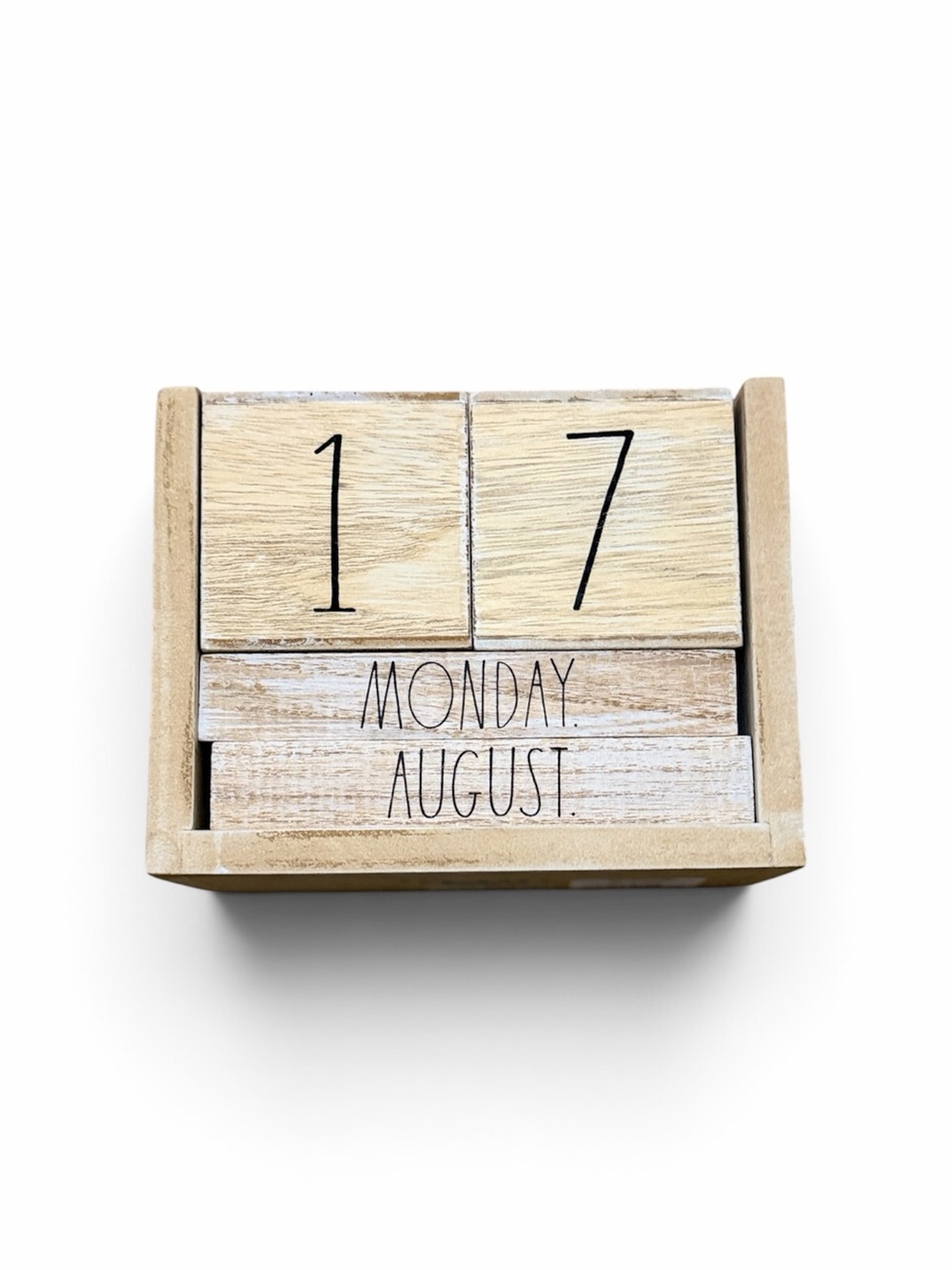 Rae Dunn Perpetual Wooden Block Calendar Farmhouse Décor
